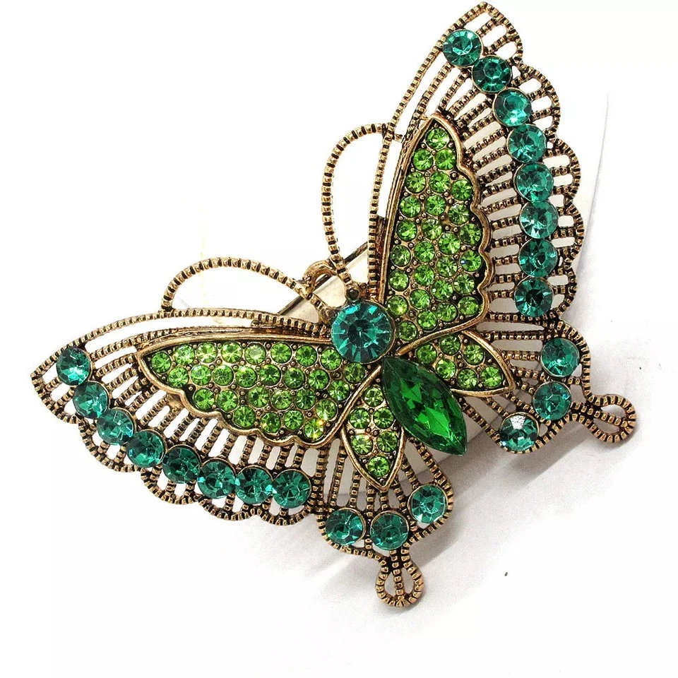 Broche Betsey Johnson Vintage Art Deco Mariposa Cristal Prendedor Foto 1 de 2