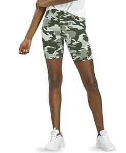Hue Women's Bike Shorts Size Large Camo Green High Waisted Above the Knee - Picture 1 of 4