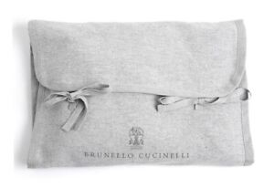 New Brunello Cucinelli Bow String Tie 12.5" X 8.5" Linen Dust Travel Storage Bag