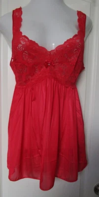 Shadowline lace vintage baby doll Nightie Size 1X Red Style 33737 - Image 1 of 2