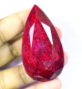445 Ct Natural Huge Blood Red Ruby Pear Certified Loose Gemstone