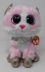 Juguete de peluche Ty Beanie Boos Fiona rosa gato 6" nuevo - Imagen 1 de 7