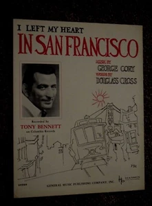 VTG, "I LEFT MY HEART IN SAN FRAN," GUITAR & PIANO, Pre-Owned, 3 Pages (c) 1954 - Picture 1 of 4