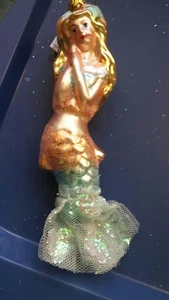 Glas und Glitzer verziert Meerjungfrau Weihnachten Küste Maritim Baumschmuck  - Bild 1 von 2