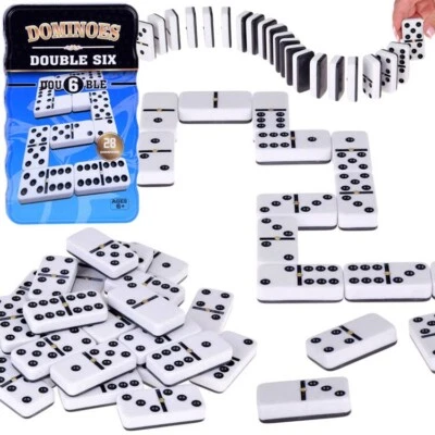 MARKENLOS Dominospiel 28 Dominosteine Domino Spiel LegespielMetall Box JO