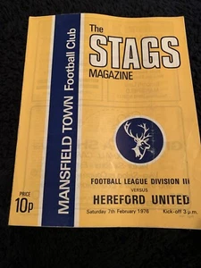 1976 Mansfield Town V Hereford United Football  Programme - Picture 1 of 2