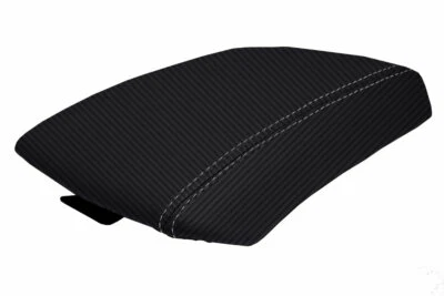 Fits 2005-2015 Nissan Xterra Carbon Fiber Console Lid Armrest Cover Gray Stitch - Image 1 of 4