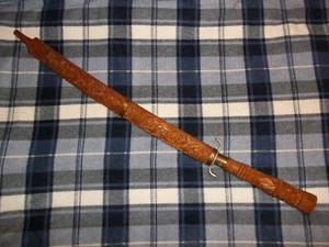 Vintage Thai Dha SWORD Hand Carved Wood Scabbard Vietnam Machete Bermese - Picture 1 of 12