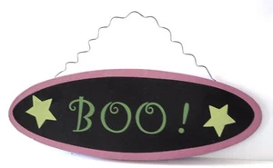 BOO Wood Plaque Door Halloween Decor Wall Hanger - Picture 1 of 1