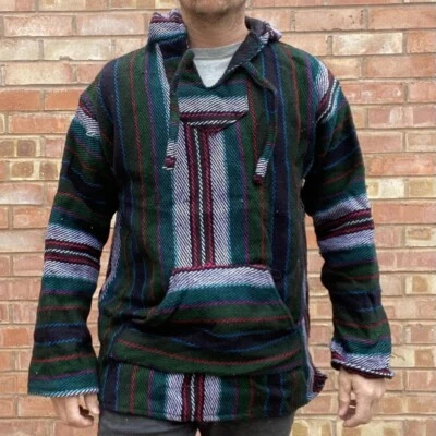 Festival Poncho Green Knitted Pullover Windbreaker Thick Outdoor Jumper Alpaca - Image 1 of 3