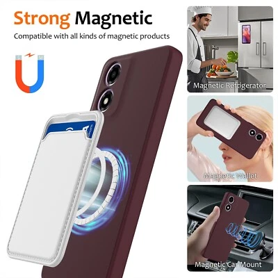 For Motorola Moto E14 4G, Skin Touch Feel Liquid Silicone Magnetic Cover Case - Image 1 of 4