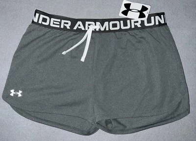 Under Armour Big Girls Play Up Shorts Gray Drawstring Size YXL NWT - Image 1 of 4
