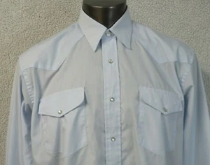 Mens Circle S Blue Pearl Snap Western Shirt Long Sleeve Button Front 16.5 x 35 - Foto 1 di 9