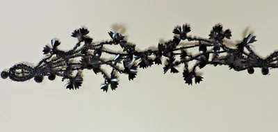 Cabello/recorte/collar victoriano de la mañana con cuentas finas hecho a mano de 1800 negro azabache 4" x 17" Foto 1 de 4