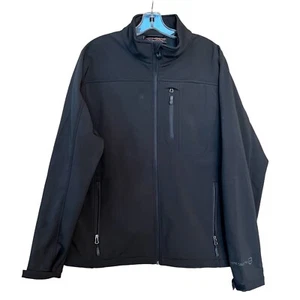 Free Country Jacket Mens Medium Black Zip Softshell Water Resistant Camping - Picture 1 of 16