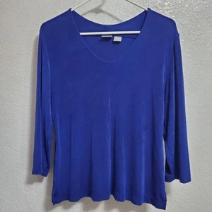 Chicos Travelers Oberteil Damen 1 US 8 Medium royalblau Slinky 3/4-Ärmel Pullover - Bild 1 von 11