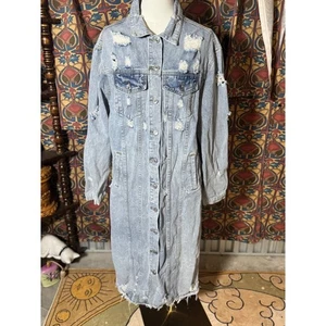 Chaqueta plumero de mezclilla Veveret 2XL abrigo vaquero desgastado largo de gran tamaño - Imagen 1 de 3