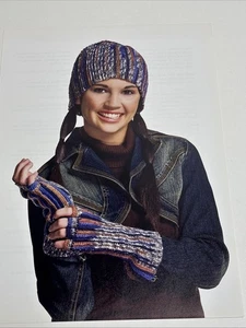 Magic Mitts & Ski Hat Adult Size S M L Crochet Pattern Page From Book - Picture 1 of 3