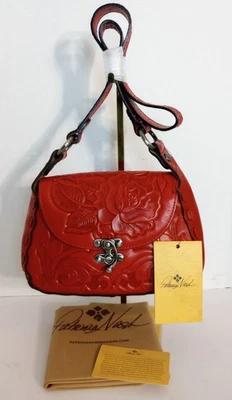 Nuevo con etiquetas Bolso de Hombro Patricia Nash Micaela Cuero Rosa Tooled, Papaya Roja Foto 1 de 4