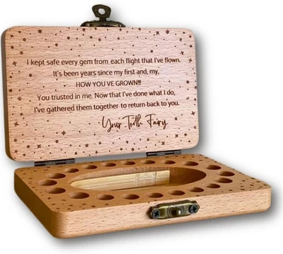 Коробка на память о зубной фее для девочек и мальчиков, коробка для зубной феи для 20 детских зубов,... - Изображение 1 из 4