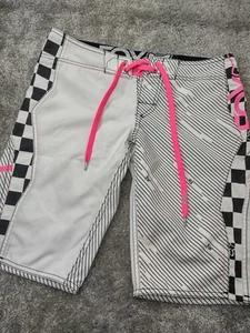 Fox Women’s Swim Trunks Board Shorts White Pink Black Size 1 - Picture 1 of 10