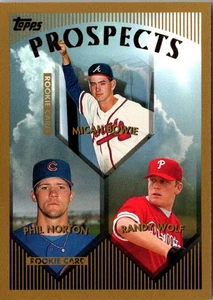 Tarjeta de béisbol 1999 Topps Micah Bowie/Phil Norton/Randy Wolf - Imagen 1 de 2