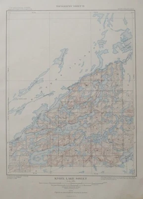 MAPA TOPOGRÁFICO ORIGINAL 1903 DE PARTE DEL CUADRÁNGULO LAGO CUCHILLO, MINNESOTA Foto 1 de 4