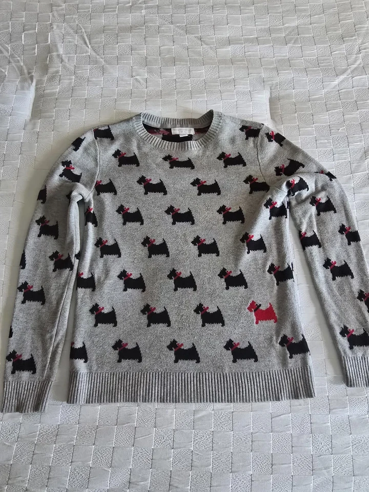 Suéter Pullover Charter Club Para Mujer Gris Estampado Scottie Perro Talla Pequeña P Foto 1 de 3
