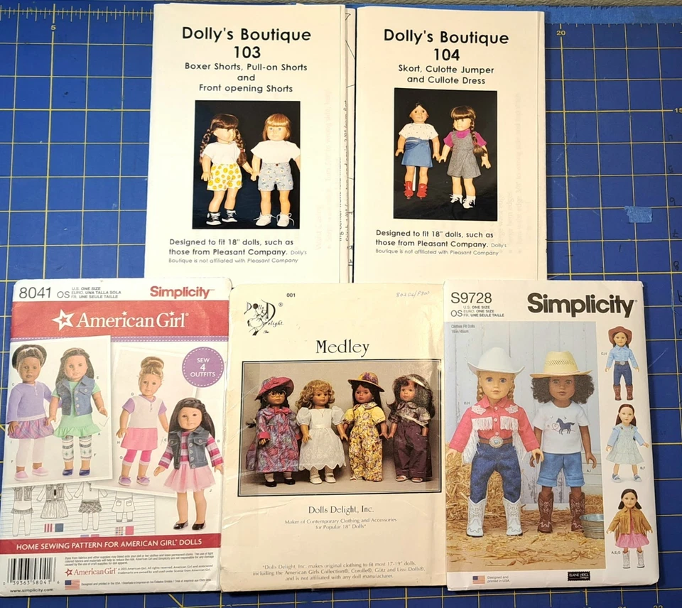 Simplicity American Girl Dolly's Boutique Sewing Patterns 18" Doll Clothes HTF - Image 1 of 1
