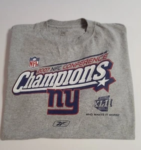 Camiseta Gris NFL 2007 NFC Conference Champions New York Giants Talla L Reebok A5 - Imagen 1 de 6