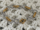 Otc 18k Italy Two Tone White & Yellow Gold Infinity Link Bracelet 14.5 Grams