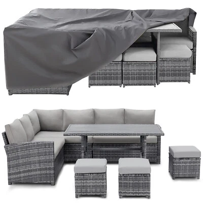 7 Pieces Outdoor Rattan Sectional Sofa Patio Furniture Set w/ Protection Cover - Image 1 of 4