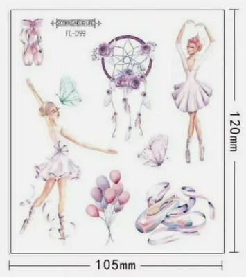 ROSIE'S TATTOO BOUTIQUE BALLERINA 🩰 Temporary Tattoos UK Girls Body Art Stickers Transfers Dancing Fun