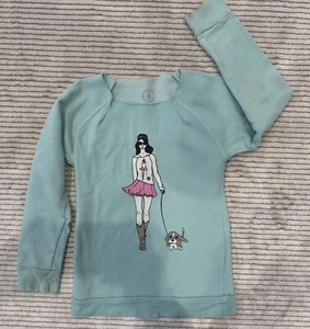 Lunchbox Los Angeles Girls Blue Sweater Fashionista Walking Dog Girls Size 6 - Picture 1 of 5