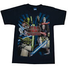 Star Wars The Clone Wars Graphic T-Shirt Blue Youth Size M-L Cotton Tees