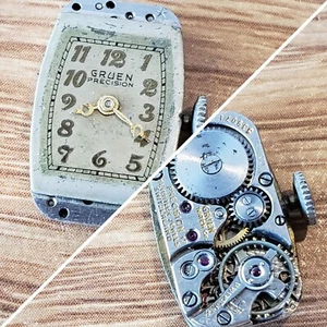 Gruen Precision Rectangle Watch Movement 539071 17 Jewel GXC Conoruma Vintage WP1 - Bild 1 von 12