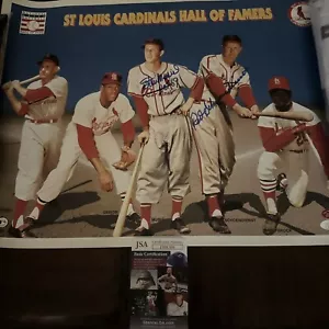 HOF'S STAN MUSIAL & RED SCHOENDISH LITOGRAFIA FIRMATA JSA-MUSICAL HOLO & COA - Foto 1 di 8