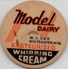 Milk Bottle Cap- Model Dairy - Whitewater, Wisconsin - H.I. Cox - Whipping Cream