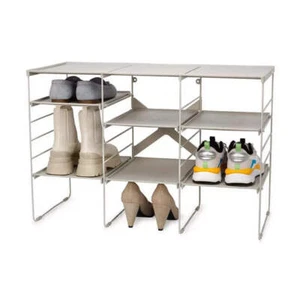 Joseph Joseph Level Plus Adjustable Triple Shoe Rack 51cm Organiser Storage Ecru - Picture 1 of 6