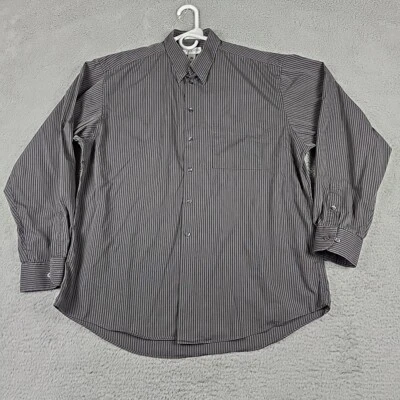 Camisa masculina listrada branca cinza Alfani botão frontal tamanho XLarge 16 1/2 34/35 - Imagem 1 de 4