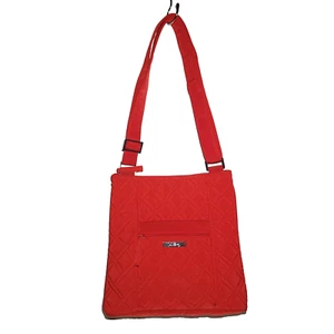 Vera Bradley Hipster Tango Red Microfiber Adjustable Quilted Crossbody Purse EUC - Picture 1 of 13