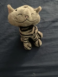 Russ Berrie 'Aggie' Striped Tabby Cat Smiling Plush Stuffed Animal Gray Black - Imagen 1 de 6