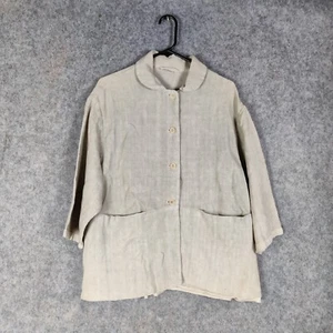 Elemente Clemente Jacket Size 4 Beige 100% Linen Lagenlook Belted Pockets OSKA - Picture 1 of 15