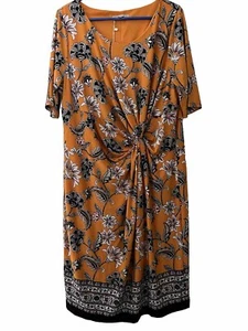 ANTHOLOGY Ladies Size 10 Orange & Black Floral Dress Fall Work Colorful - Picture 1 of 9