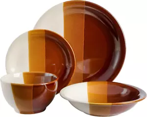 Autumn Canopy Stoneware Double Bowl Plates and Bowls Dinnerware Set, Service for - Picture 1 of 4