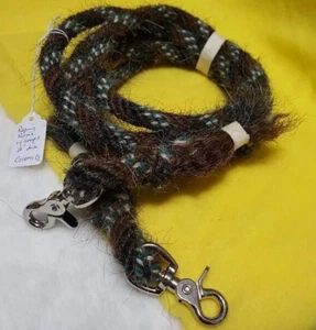 Mane Horse Hair Roping Reins 8 feet 1/2" dia., Pattern  Green G with snaps - Picture 1 of 1
