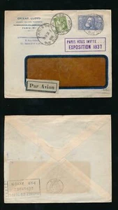 FRANCE 1937 EXHIBITION PARIS BOXED HANDSTAMP ORIENT LLOYD WINDOW ENVELOPE - Picture 1 of 3