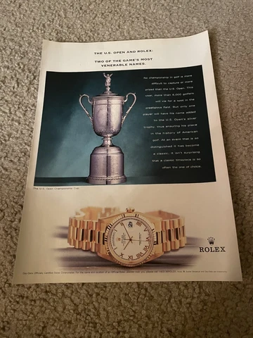 Vintage ROLEX DAY-DATE SWISS CHRONOMETER Watch Print Ad 1999 U.S. OPEN GOLF Cover