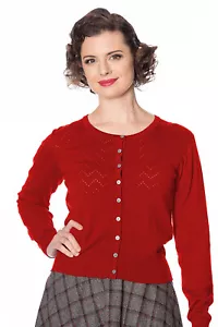 Damen Strickjacke rot Retro Vintage Rockabilly Piontelle BANNED Apparel - Bild 1 von 1