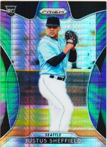 JUSTUS SHEFFIELD RC 2019 PRIZM ROOKIE HYPER PURPLE GREEN PRIZMS REFRACTOR SP # 7